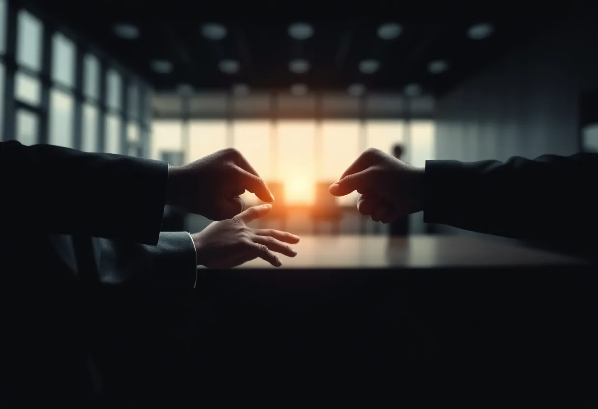 Abstract representation of workplace ethics and leadership challenges.