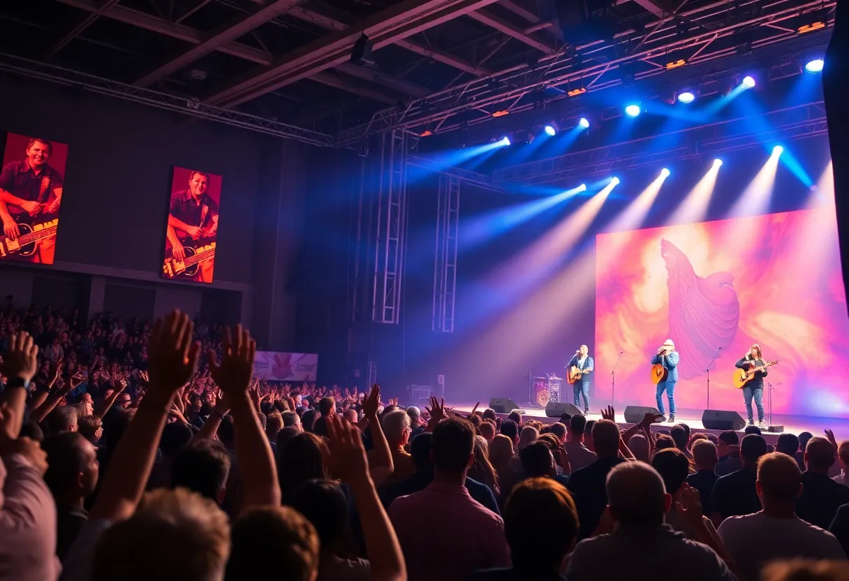 Crowd cheering at a country concert