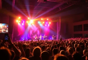 Audience enjoying a live concert featuring Zach Bryan