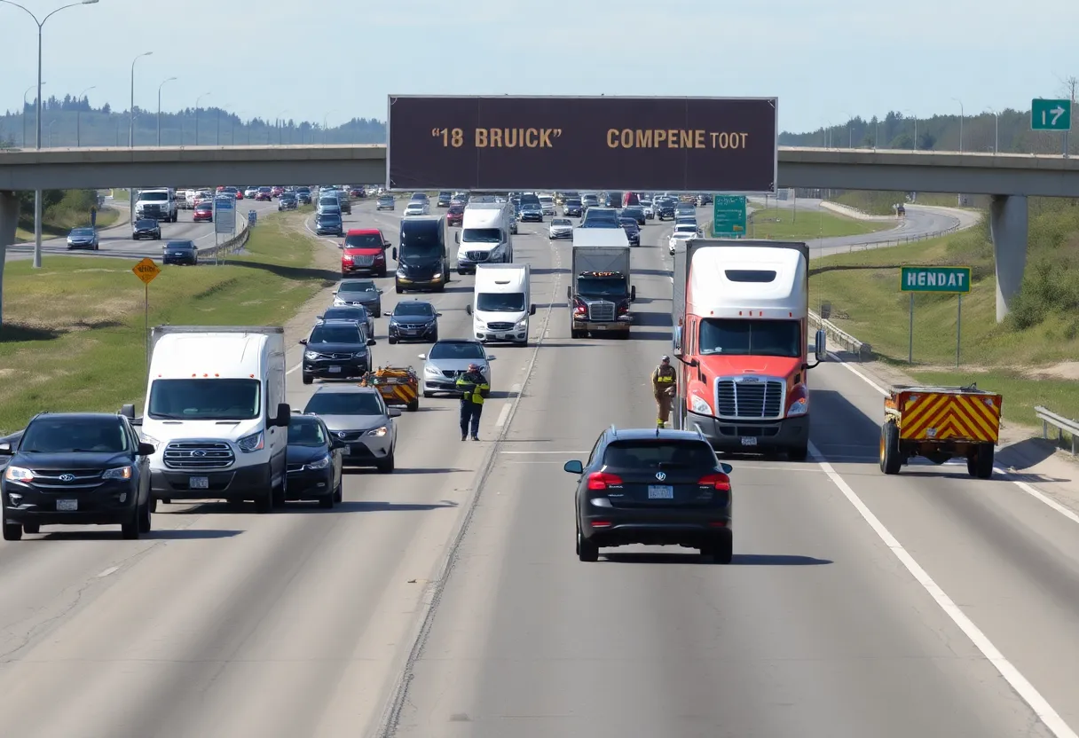 Traffic blockage on I-10 due to 18-wheeler crash