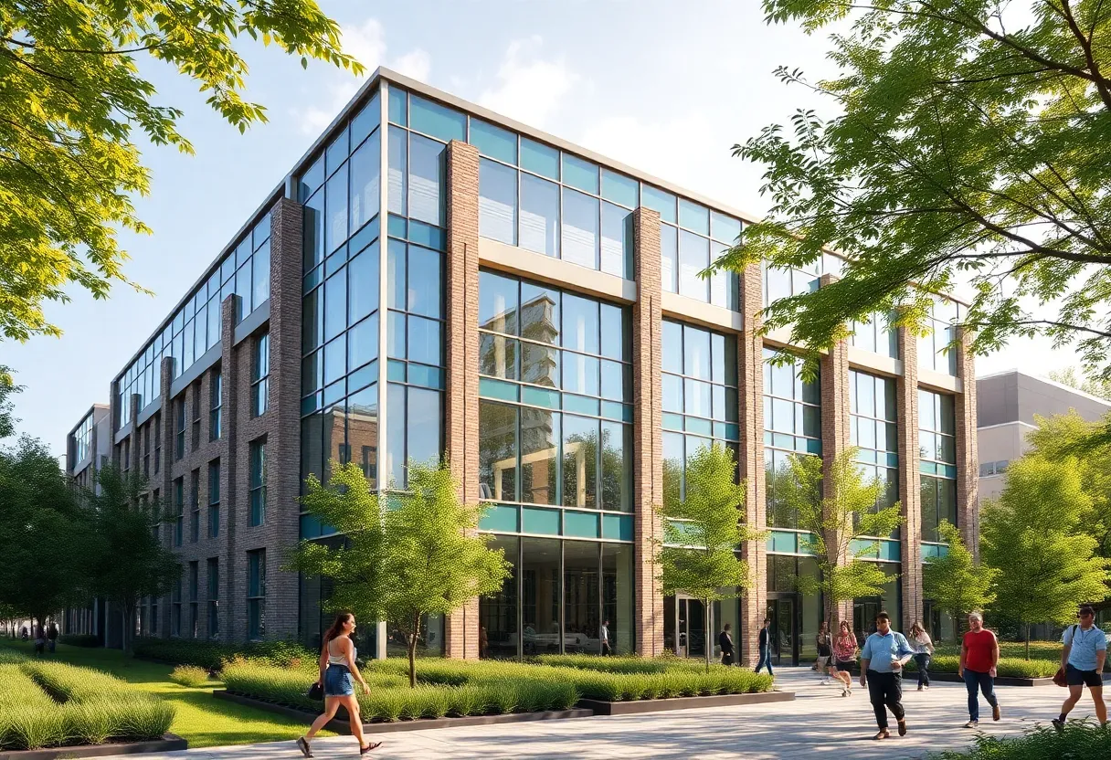 Office building showcasing modern and historical architectural features