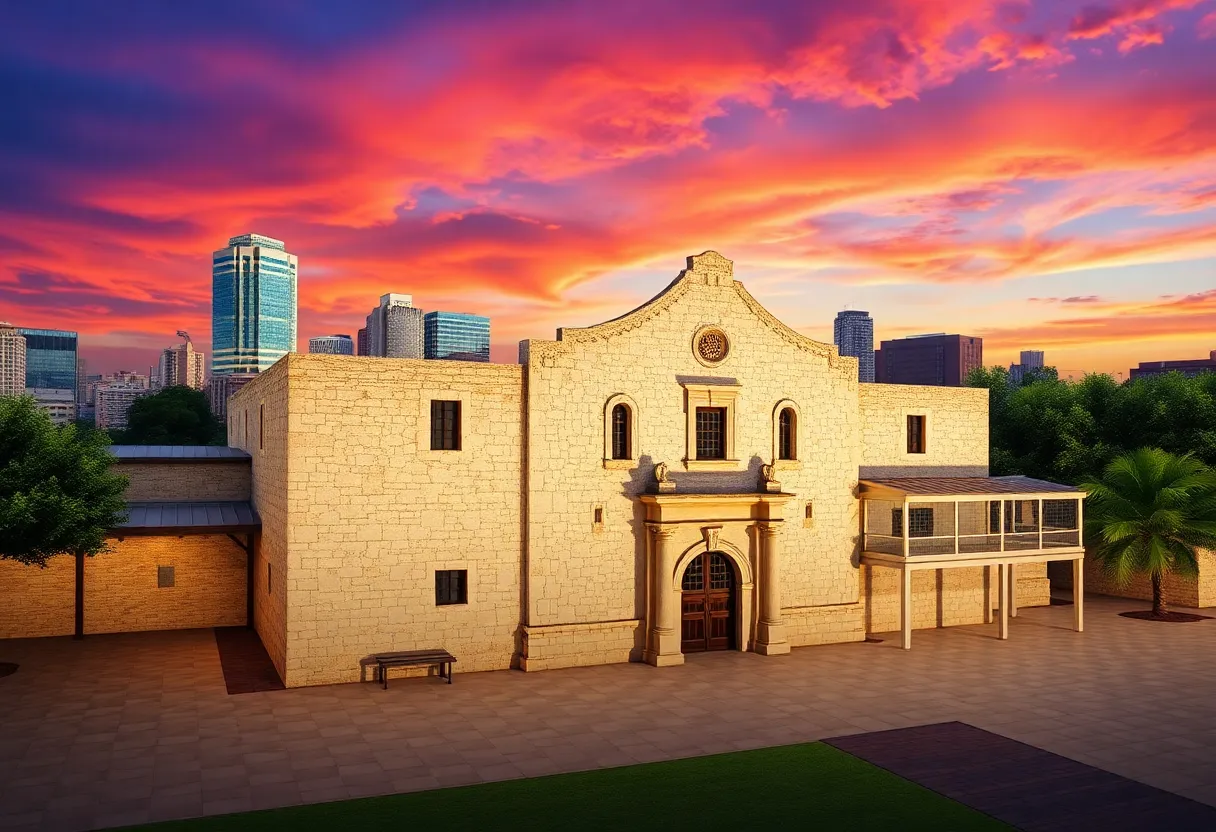 Rendering of the Alamo renovation, highlighting the historic buildings and Visitor Center.
