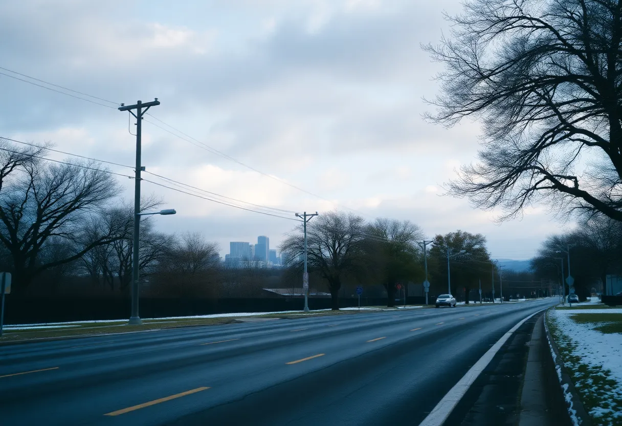 Deserted San Antonio street during the Arctic cold front