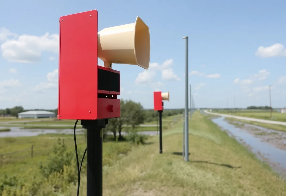 New outdoor warning sirens in a flood-prone area of Austin, Texas