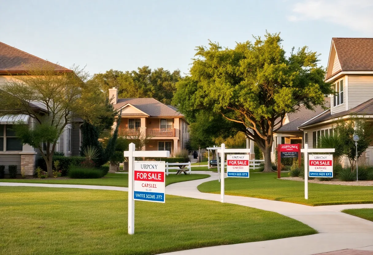 Aerial view of a neighborhood in Austin experiencing a slowdown in the housing market.