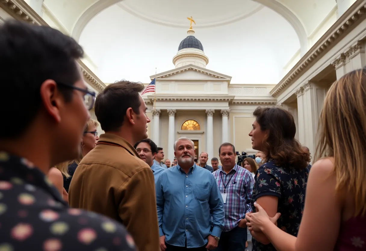 Protest against Texas Bathroom Bill with diverse individuals