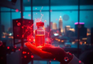 Abstract representation of rhenium treatment research in a clinical setting