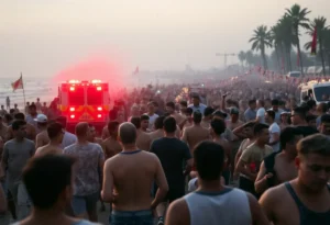Emergency services at Bondi Beach after the shooting incident.