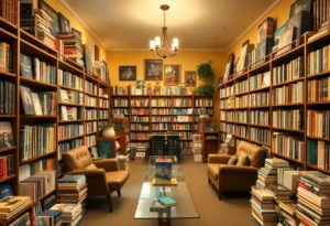 Interior view of Book Nerd, an independent bookstore in Castle Hills, Texas.