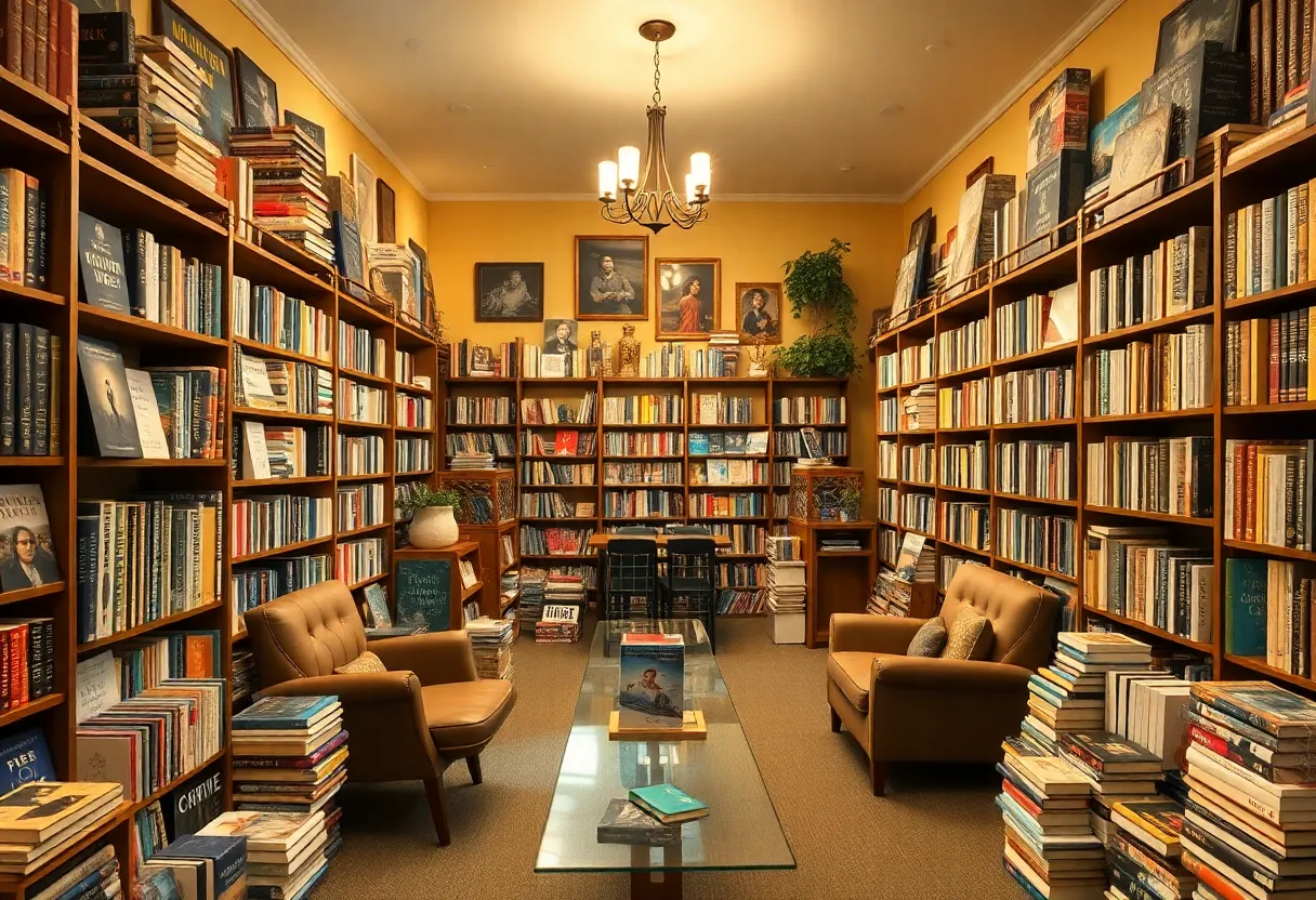 Interior view of Book Nerd, an independent bookstore in Castle Hills, Texas.
