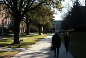 Memorial at university campus for a deceased student