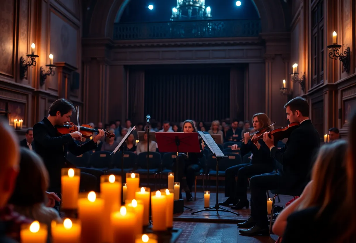 Candlelight concert featuring a string quartet at The Josephine Theatre in San Antonio