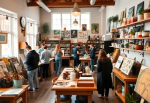 Interior of Casa Pink showcasing creative spaces for local artists