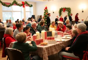 Families celebrating at the 10th annual Christmas dinner hosted by a nonprofit in San Antonio.