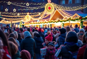 Families celebrating at the Christmas Posada in Hidalgo