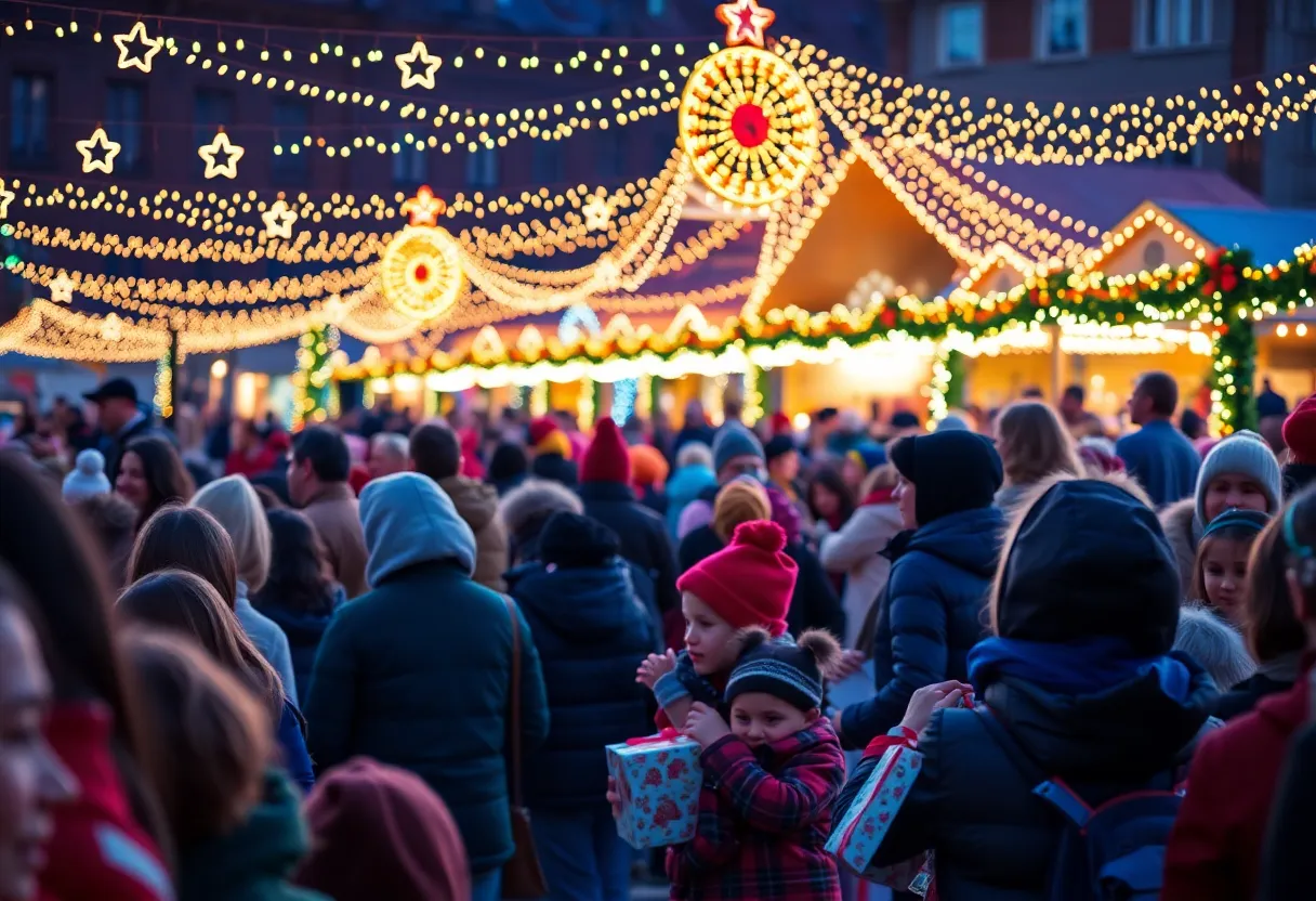 Families celebrating at the Christmas Posada in Hidalgo