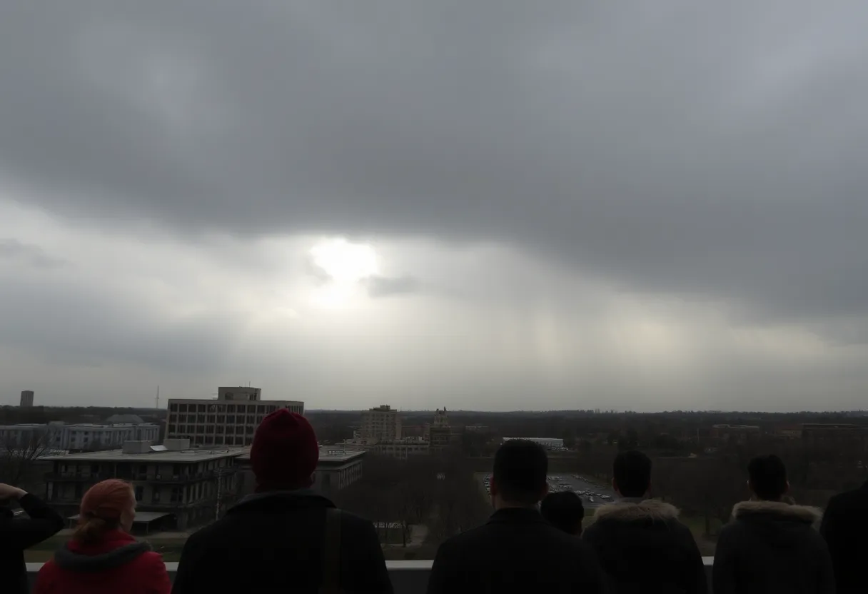 Overcast sky and light rain in San Antonio