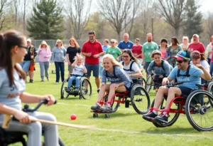 Participants engaging in adaptive sports at a community event in San Antonio.