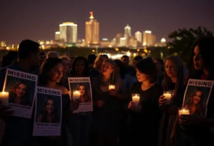 Members of the community gather to support the search for a missing woman in San Antonio.