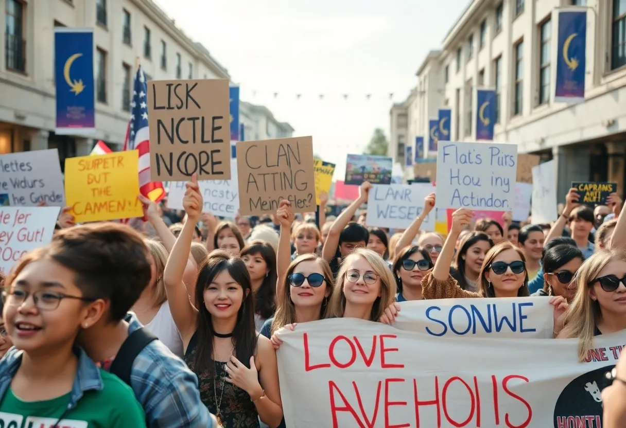 Fans showing support for a local actor at a community event
