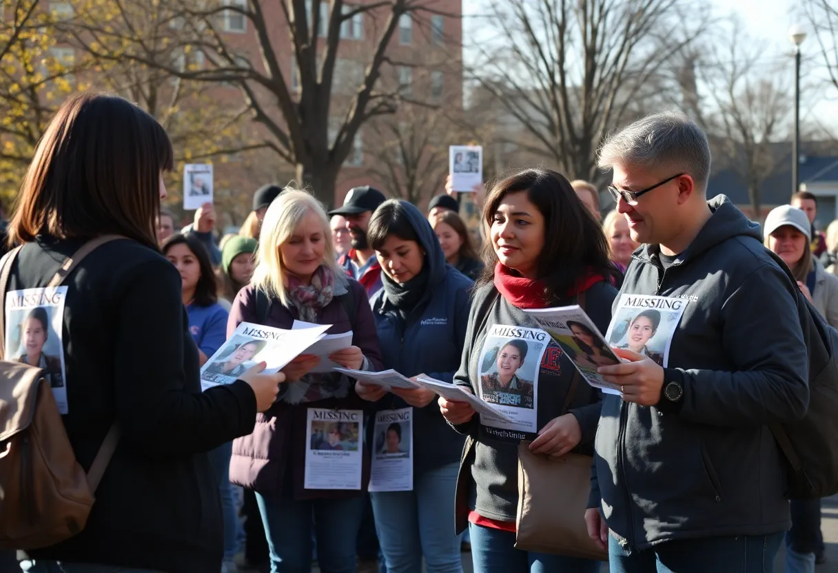 Community members gather to support search efforts for a missing child