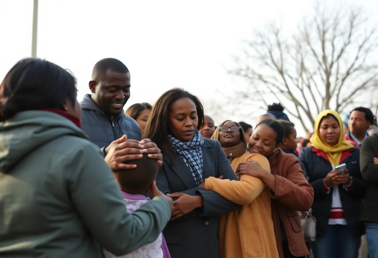 A gathering of community members advocating for child safety in response to a tragic incident involving an infant's death.