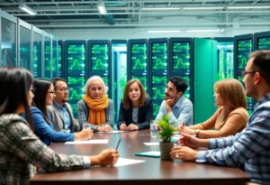 Stakeholders discussing sustainable data center solutions