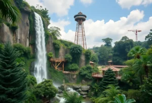 Congo Falls Gorilla Exhibit featuring a waterfall and observation tower
