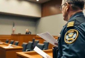 Officer testifying in a courtroom about a police ambush case