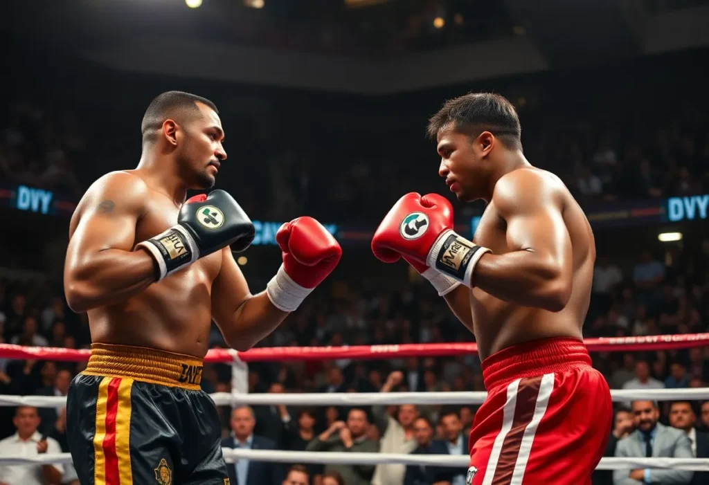 Isaac Cruz and Lamont Roach preparing to fight in the boxing ring.