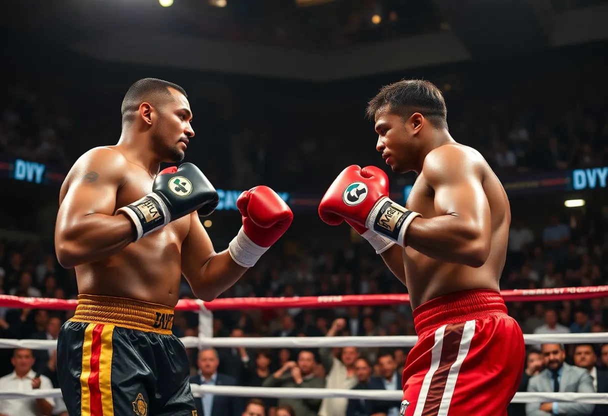 Isaac Cruz and Lamont Roach preparing to fight in the boxing ring.