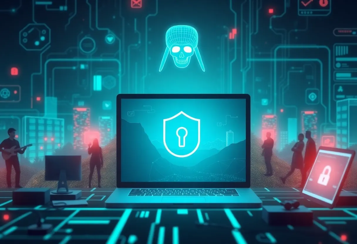 Conceptual image depicting online dangers faced by youth in gaming environments