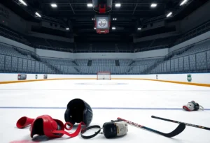 Hockey rink with empty bench representing team challenges