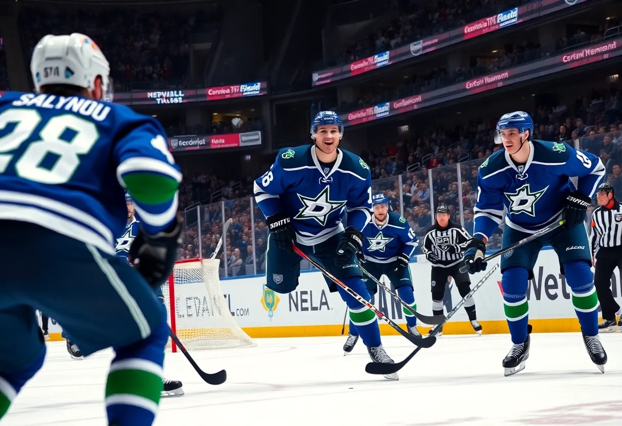 Dallas Stars celebrating their victory against the Los Angeles Kings