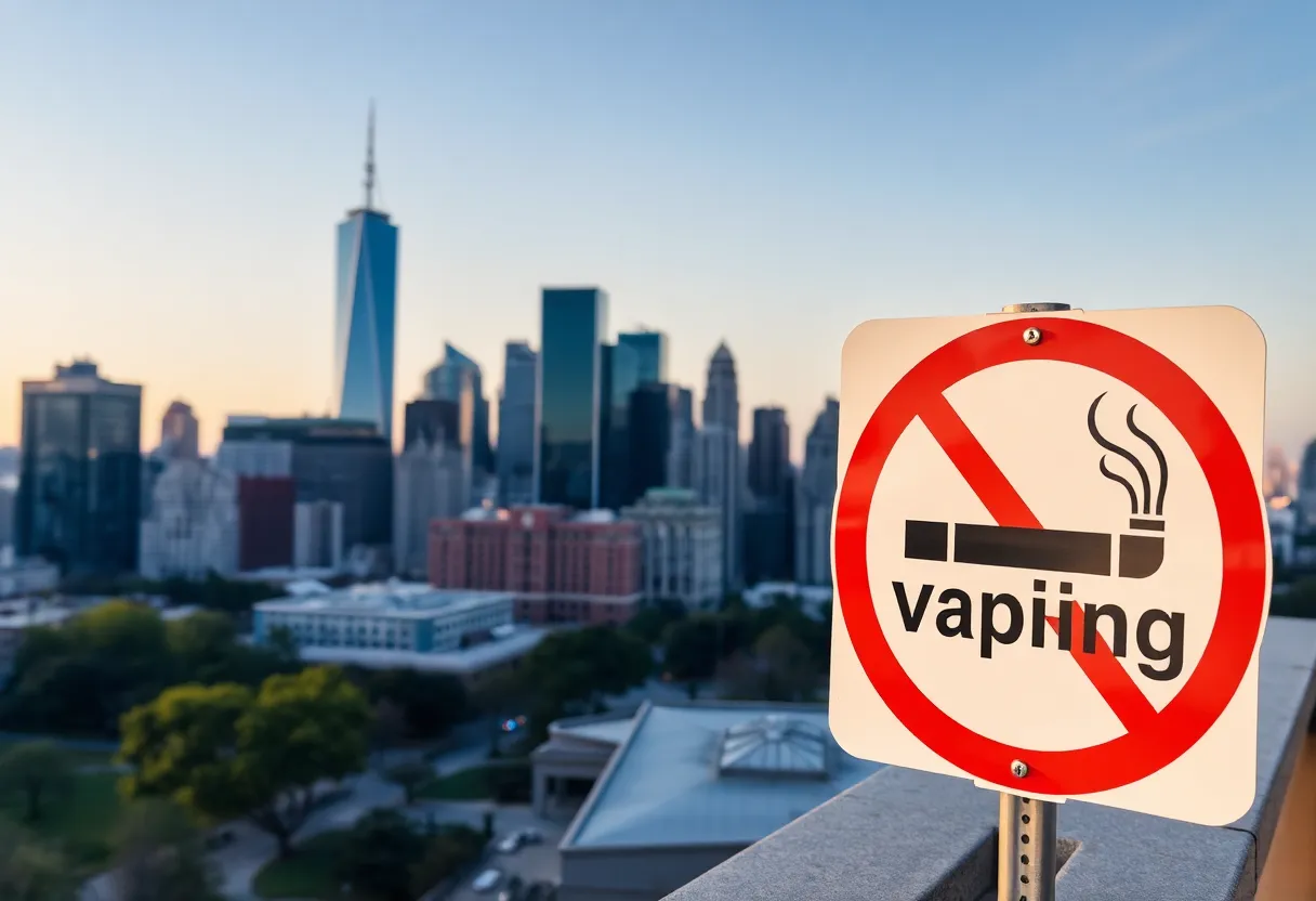 A no vaping sign in a public area in Dallas