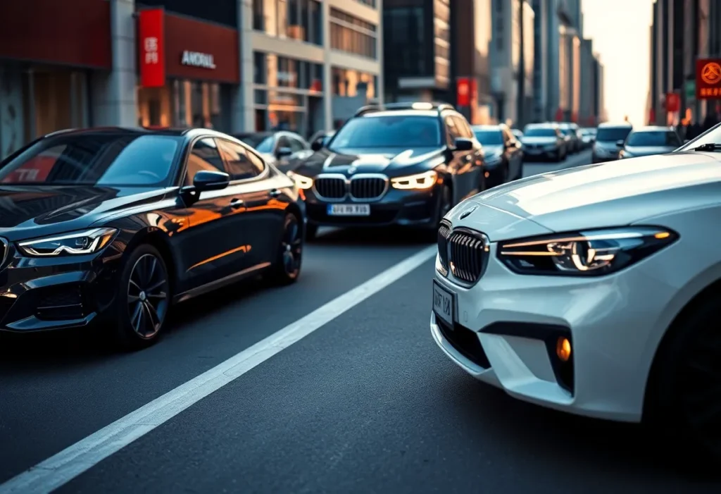 Visualization of luxury cars with changing market dynamics.