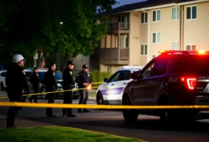 Police response scene at Artisan at Willow Springs apartment complex.