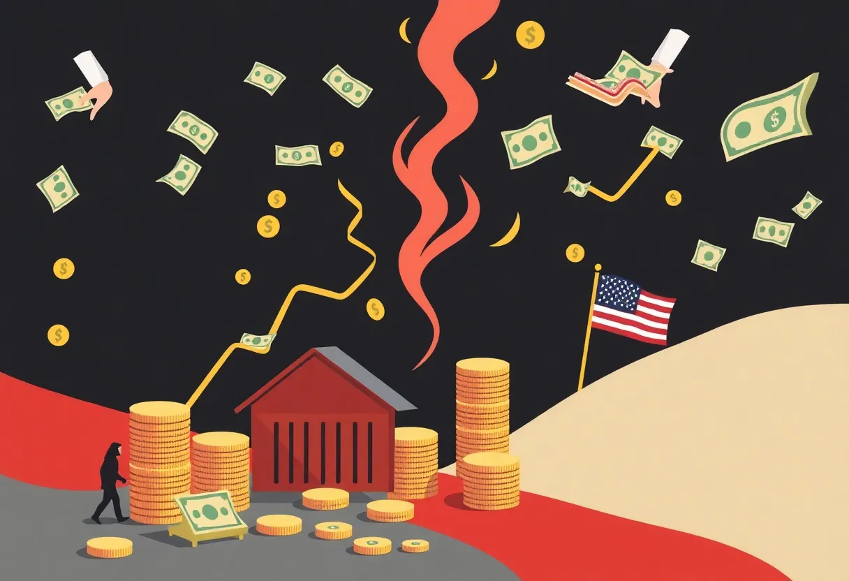 An abstract representation of economic relief through tariffs and financial support.