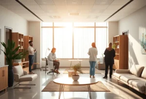 A healthcare office showcasing a balance of work and faith elements.