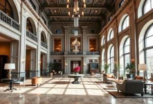 Lobby of the newly renovated Faust Hotel in New Braunfels