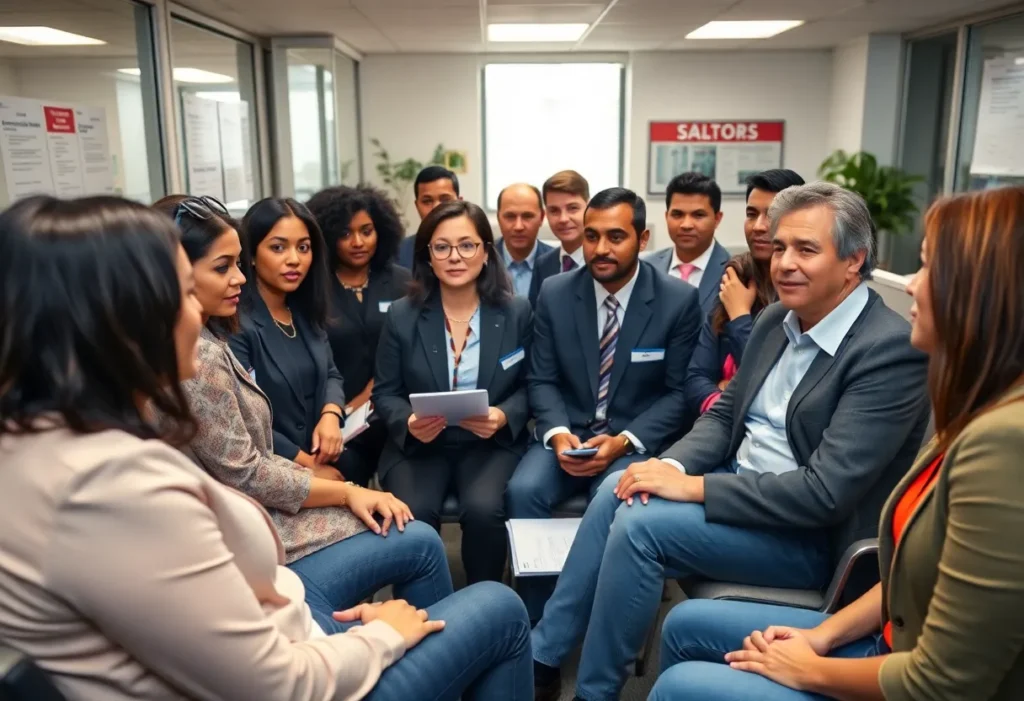 Diverse group of federal employees advocating for labor rights