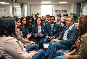 Diverse group of federal employees advocating for labor rights