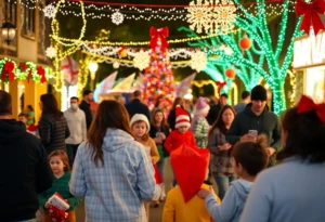 People enjoying festive outdoor events in San Antonio.
