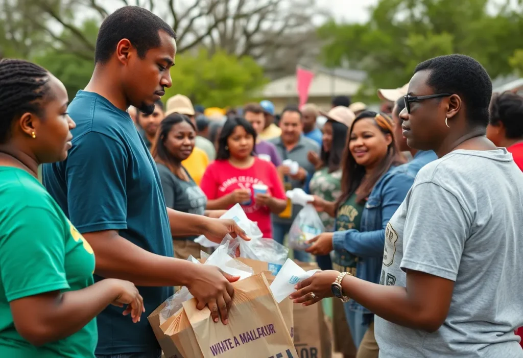 Community volunteers assisting flood victims in Central Texas.