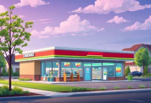 Rendering of the upcoming Food|Box convenience store in Mayfair, New Braunfels, Texas