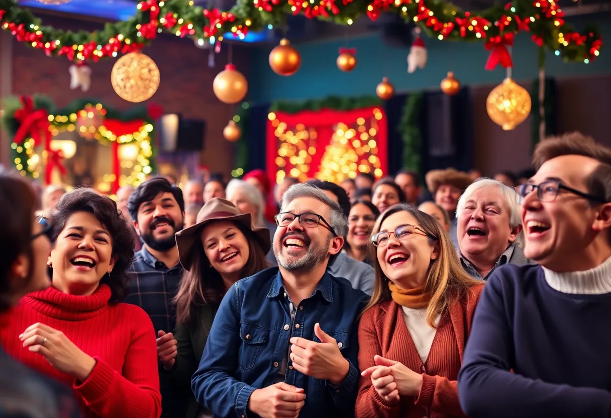 Audience enjoying a Christmas comedy show