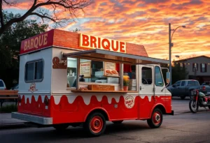 Food truck serving barbecue in San Antonio