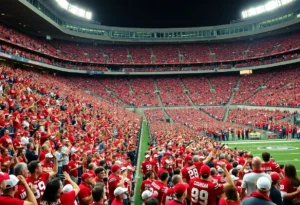 Fans cheering for Georgia Bulldogs during a college football game