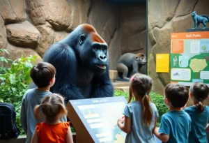 Children visiting the gorilla exhibit at San Antonio Zoo