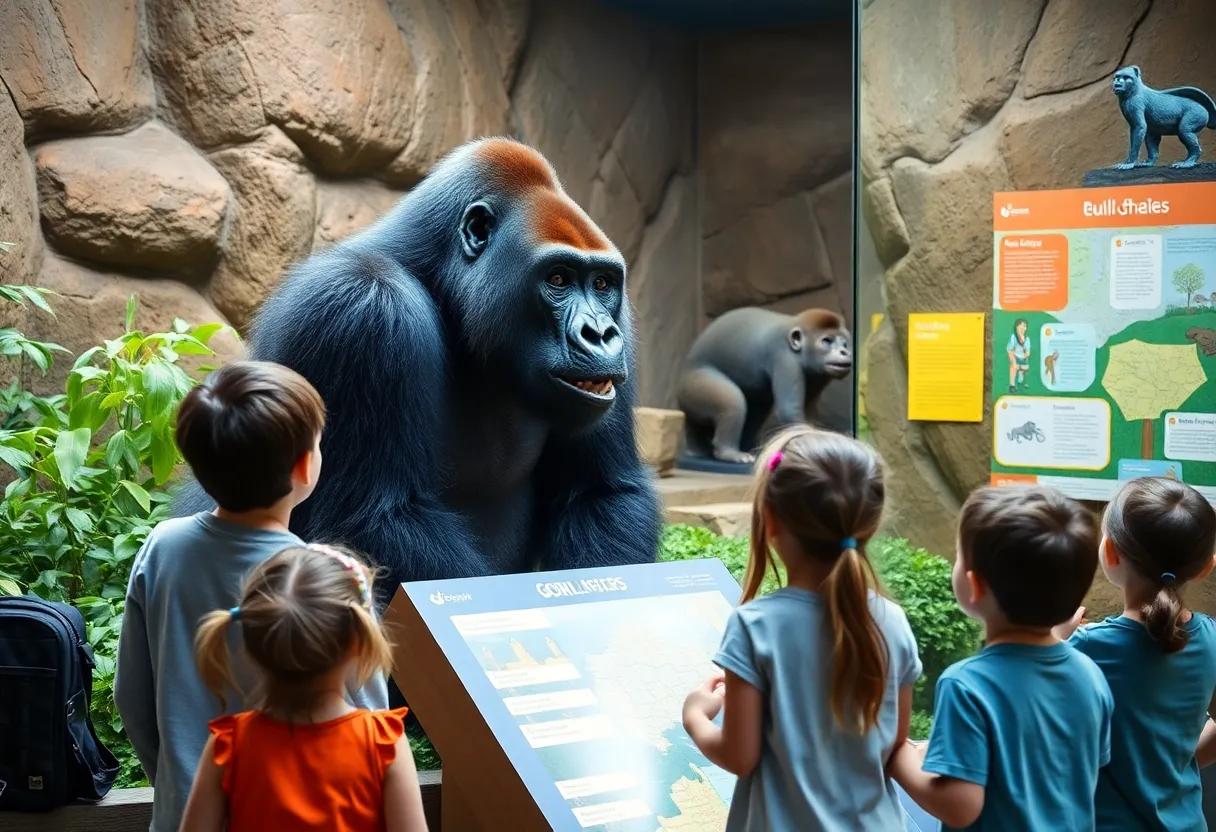 Children visiting the gorilla exhibit at San Antonio Zoo